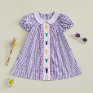 Lobster Plaid Doll Dress